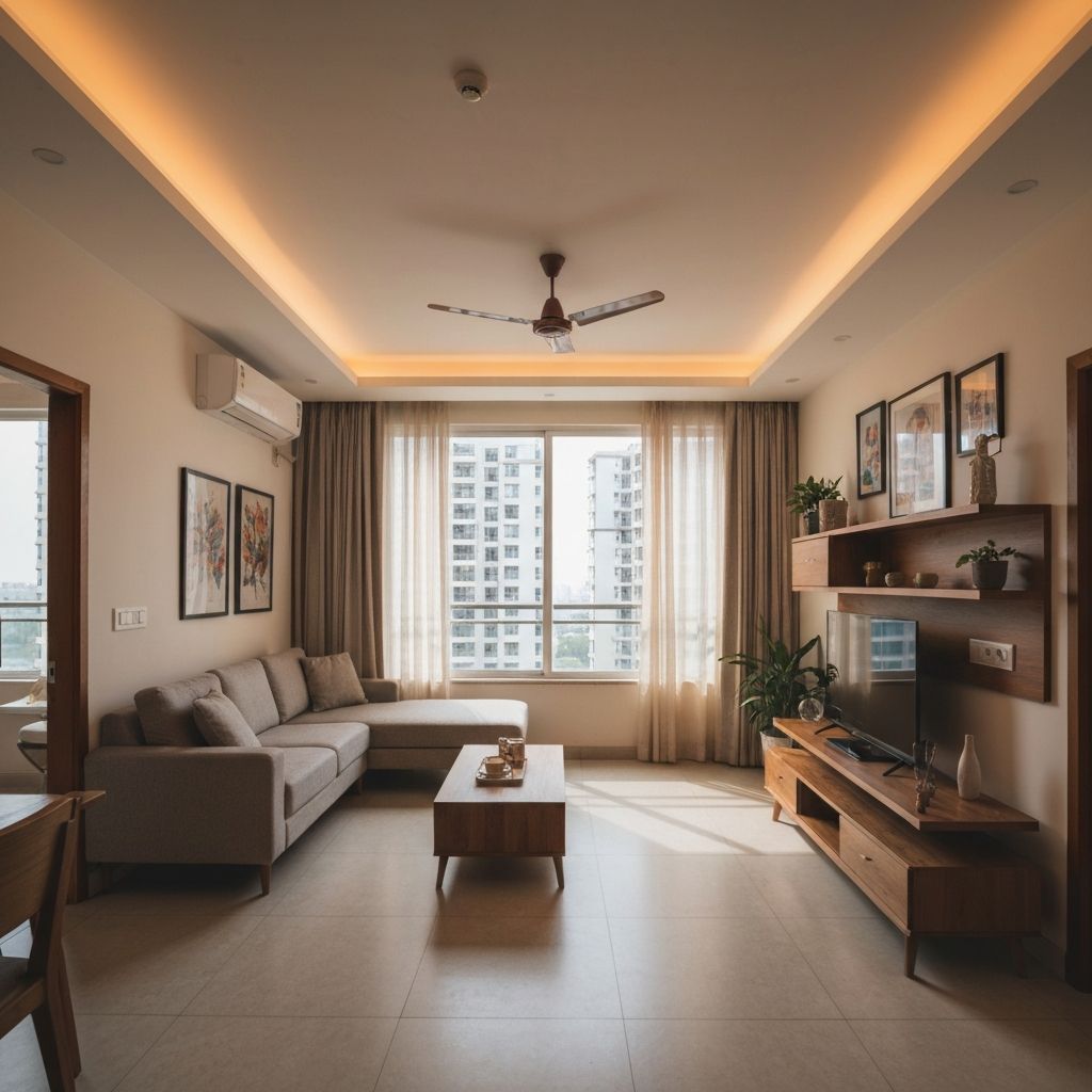 Modern Indian apartment living room interior